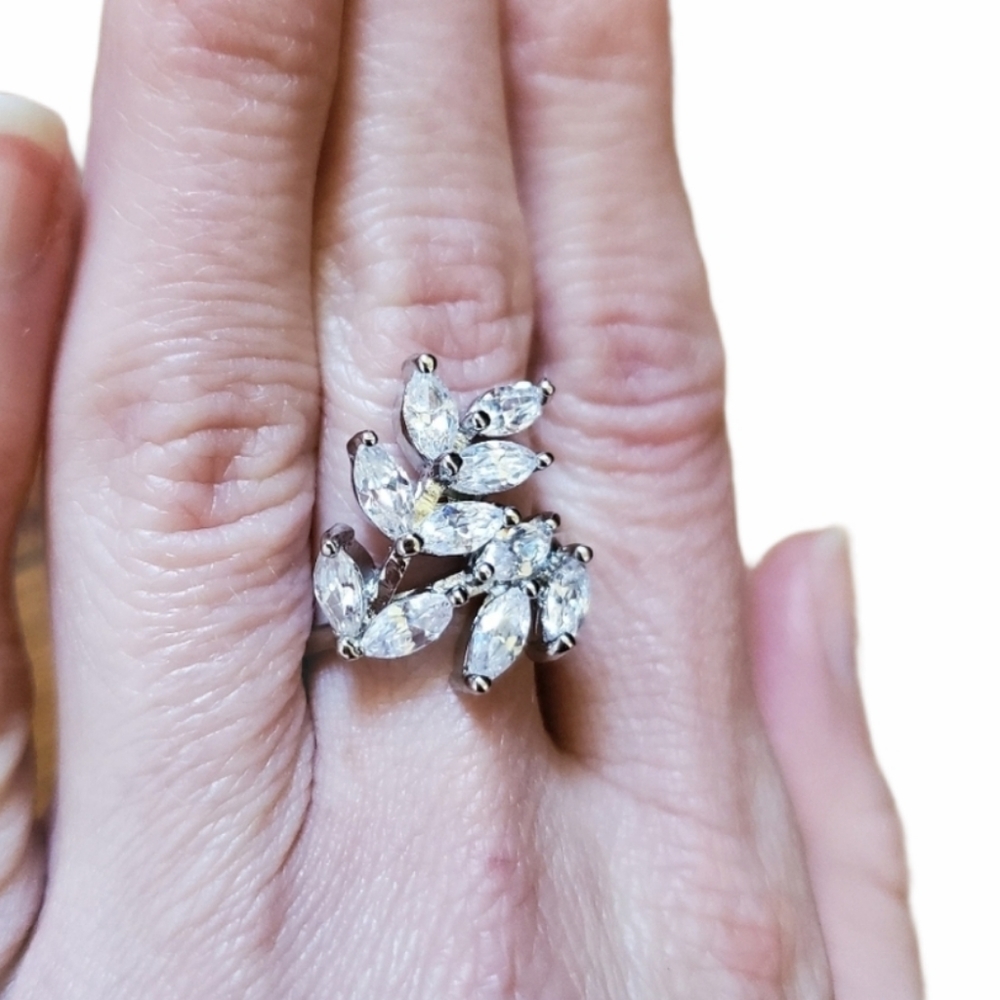 Boho silver tone statement ring bohemian size 9